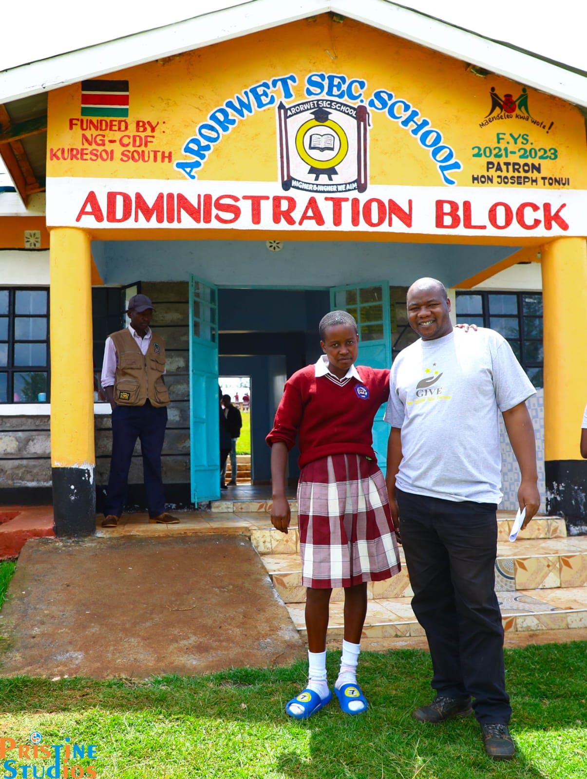 Students at school entrance